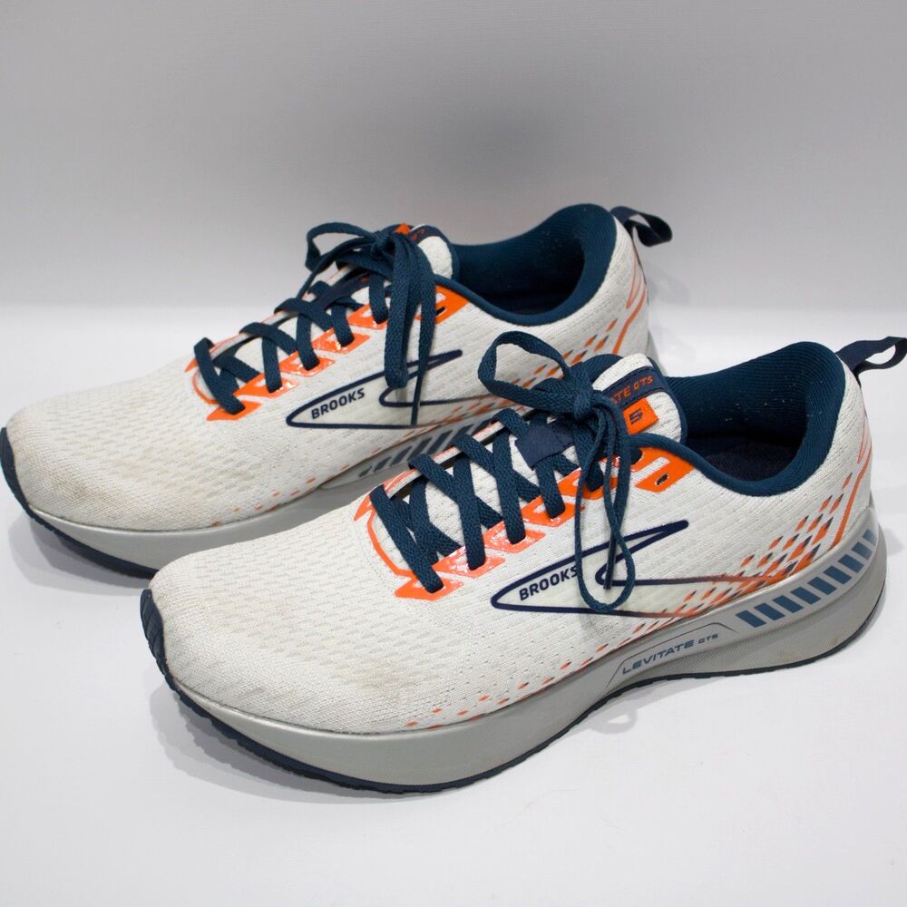 Brooks Levitate GTS 5 White Blue Orange Men Size 7D - Very Minimal Wear!
